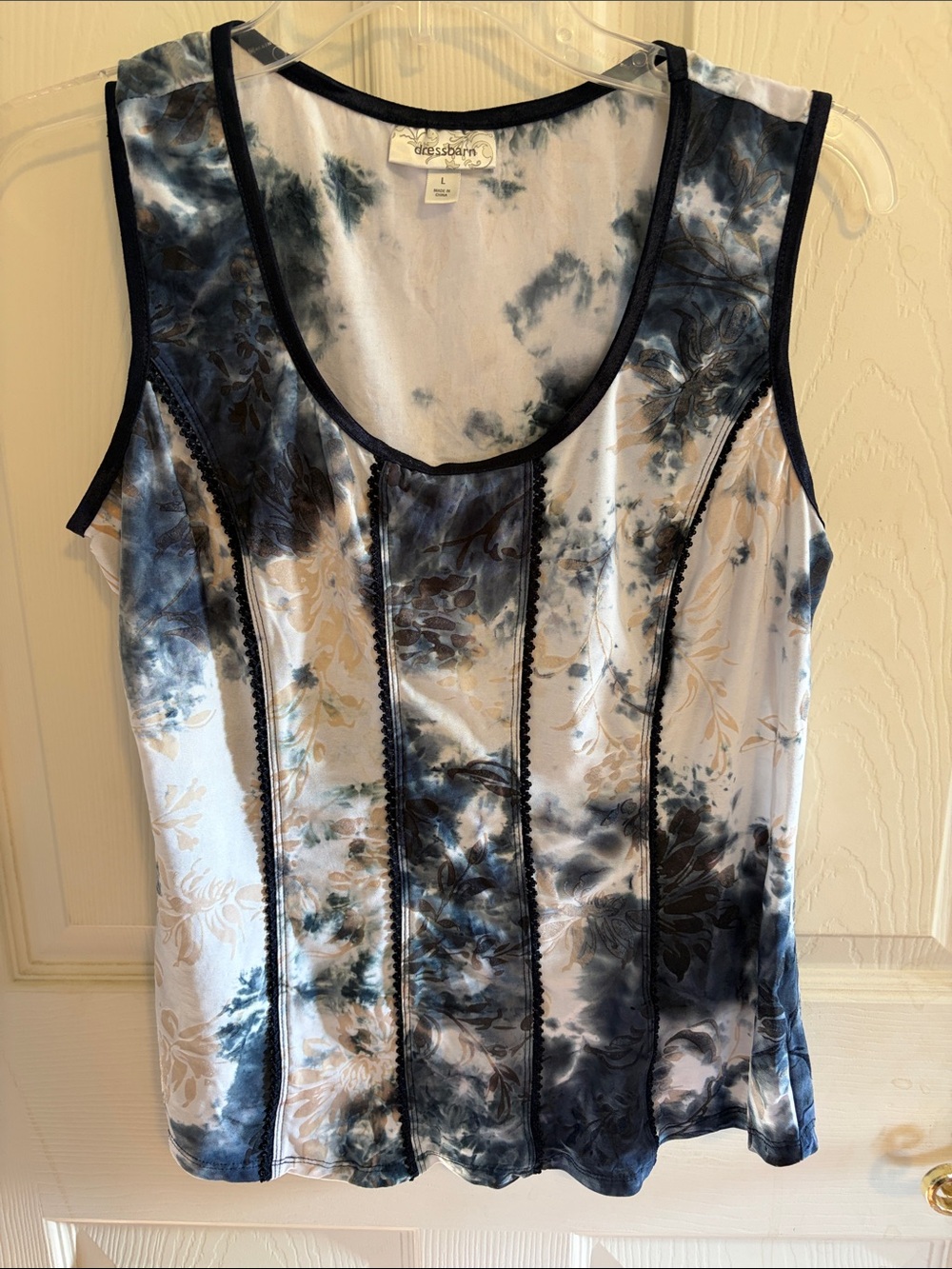 Beautiful Blue and Cream Tank Top, L